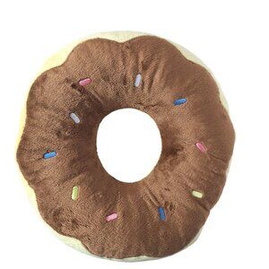 Plush Donut Pillow Chocolate Frosted with Sprinkles Round Throw Pillow Decor 13"